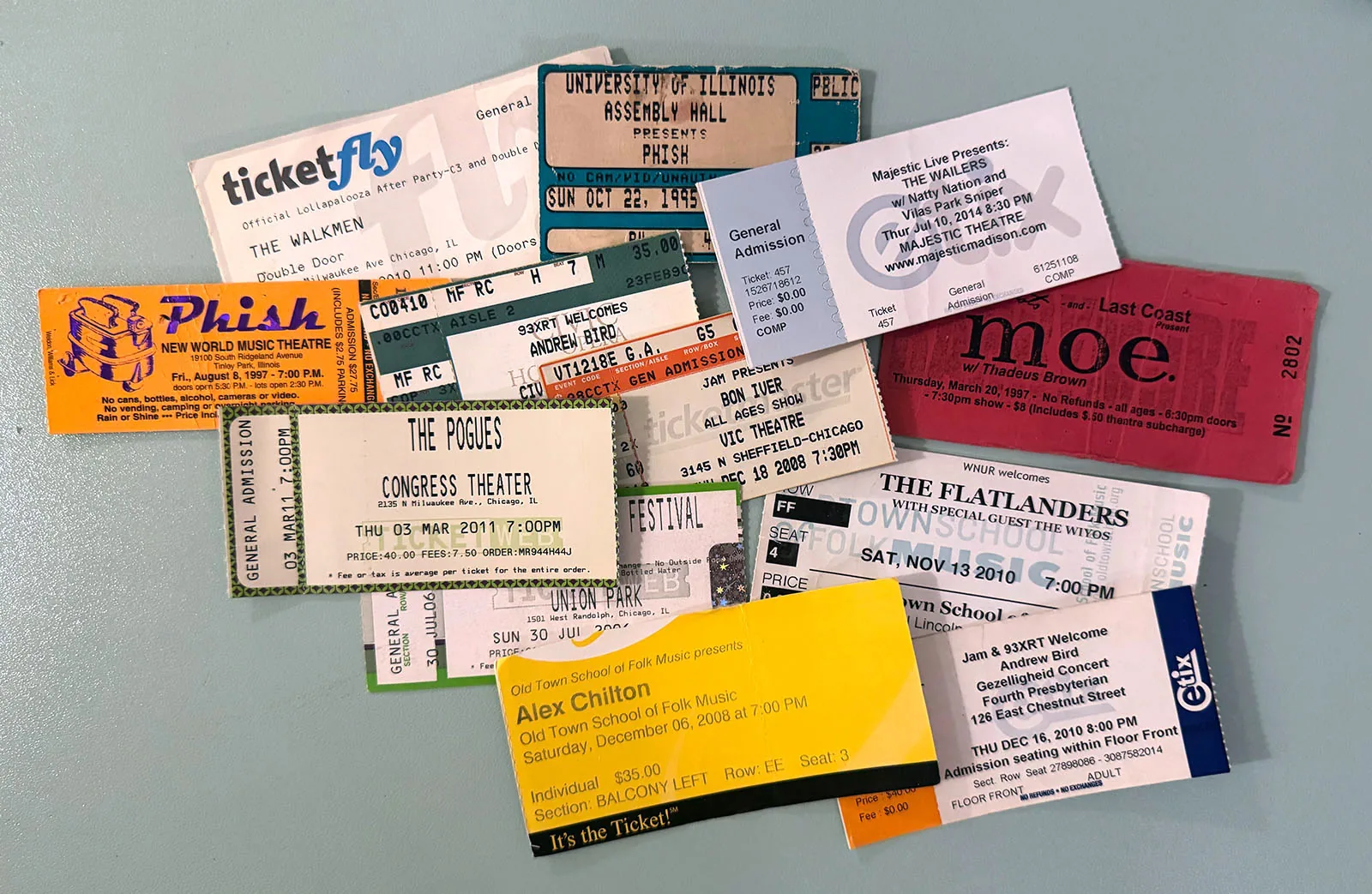 Concert Timeline - ticket stubs