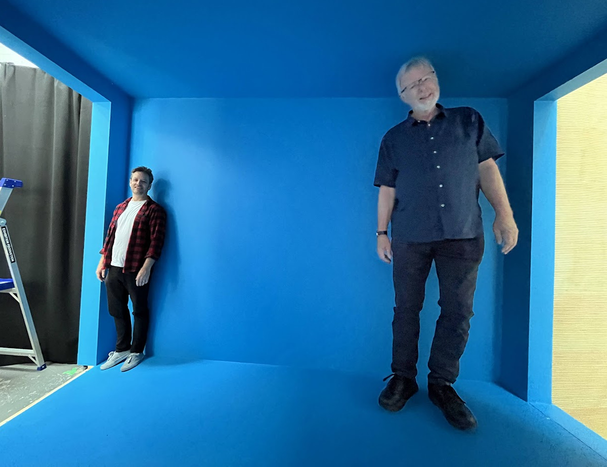 Edward Blake testing a prototype with Adrian Spinks